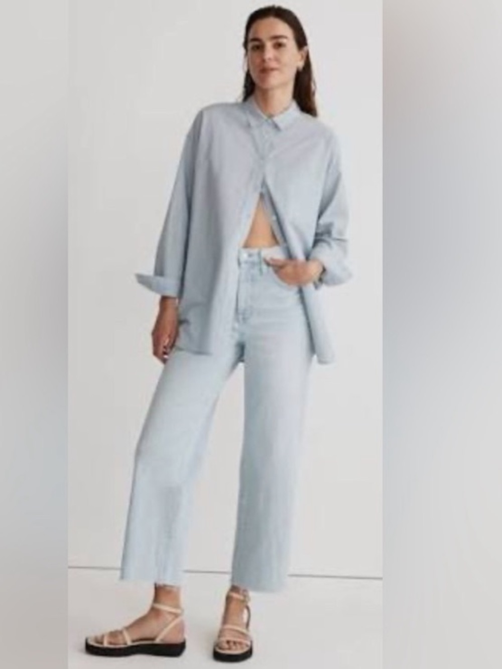 Wide-Leg Crop Jeans high waist women's Size 24P